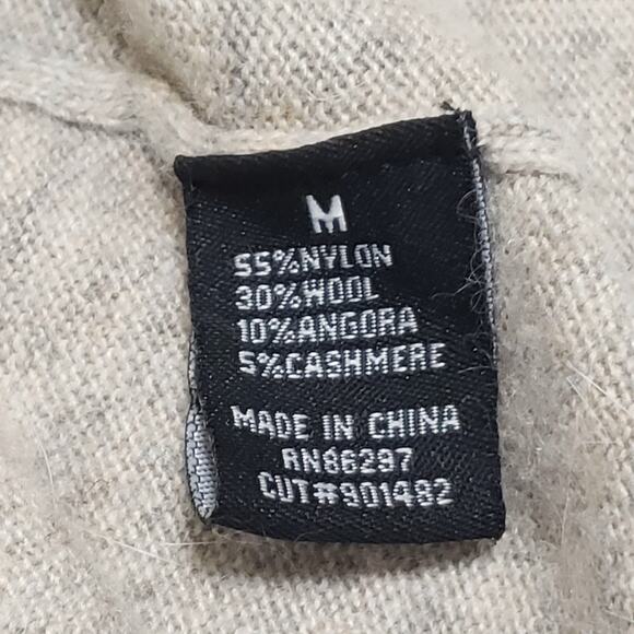 BCBGMAXAZRIA Angora Cashmere Tie Front Longline Hooded Cardigan Oatmeal Sz Med - Picture 8 of 13